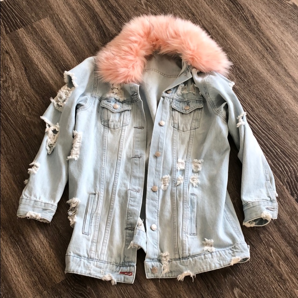 Jean Jacket with Baby Pink Faux Fur
